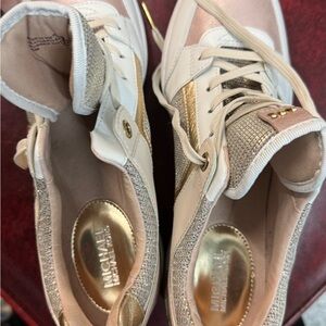 Michael Kors Gold and Cream Sneakers